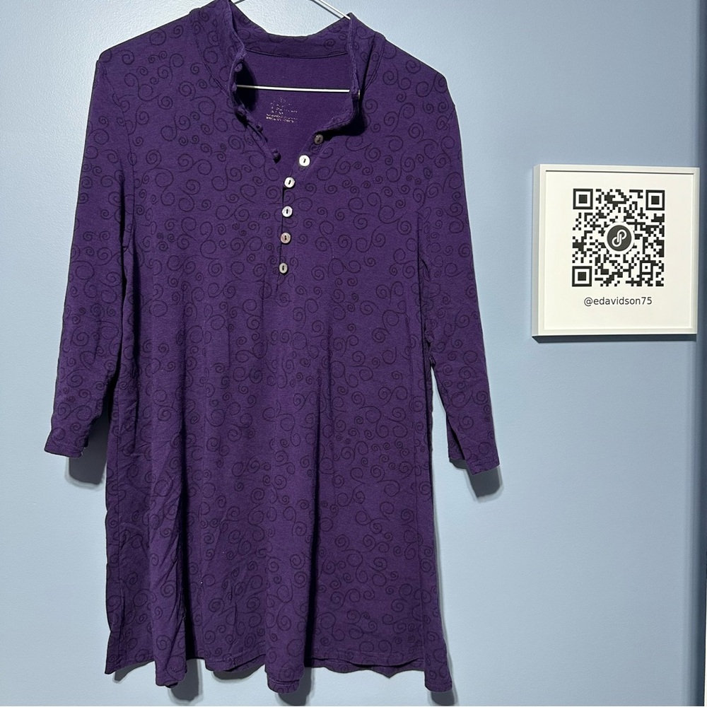Bluesky Bamboo Blend Tunic Top Purple Swirls Light Fading